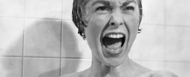 woman screaming in the shower